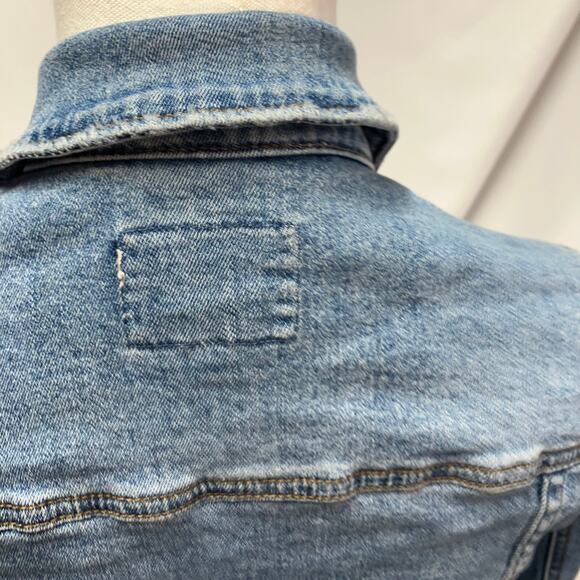 I &‎ M Denim Jean Jacket Womens Small Medium Wash Cropped Raw Hem Distressed - Picture 4 of 15